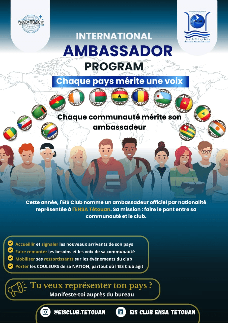 Affiche officielle du Programme Ambassadeur de l'EIS Club ENSA Tétouan