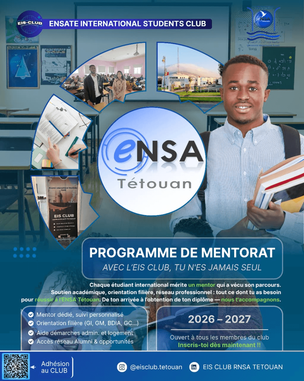 Affiche officielle du Programme de Mentorat 2026-2027 de l'EIS Club ENSA Tétouan